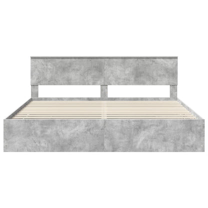 Bed Frame with Drawer Concrete Grey 200 x 200 cm Engineer Wood