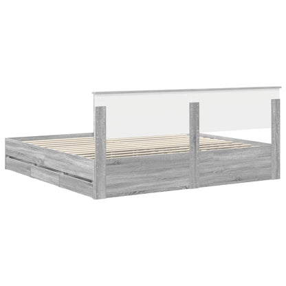 Bed Frame with Drawer Grey Sonoma 200 x 200 cm Engineer Wood