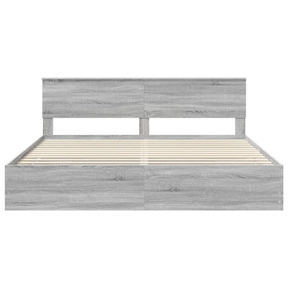 Bed Frame with Drawer Grey Sonoma 200 x 200 cm Engineer Wood