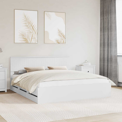 Bed Frame with Drawer White 180 x 200 cm Engineer Wood