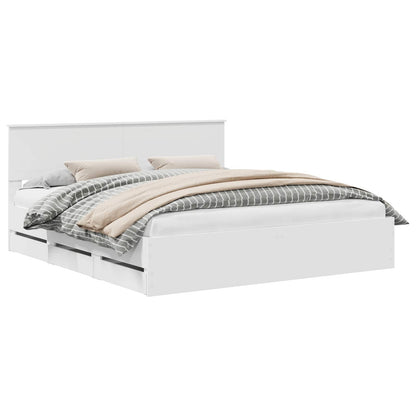 Bed Frame with Drawer White 180 x 200 cm Engineer Wood