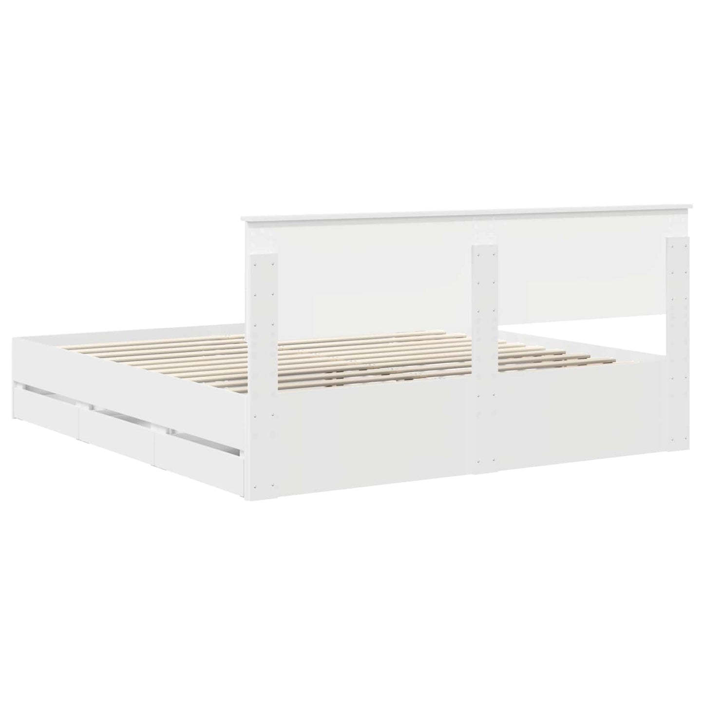 Bed Frame with Drawer White 180 x 200 cm Engineer Wood