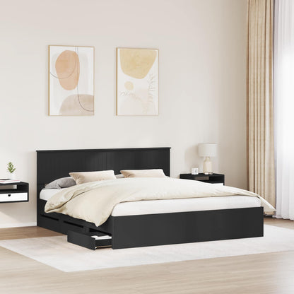 Bed Frame with Drawer Black 180 x 200 cm Engineer Wood