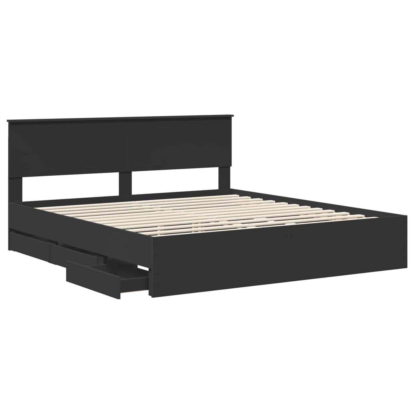 Bed Frame with Drawer Black 180 x 200 cm Engineer Wood