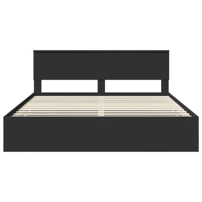 Bed Frame with Drawer Black 180 x 200 cm Engineer Wood
