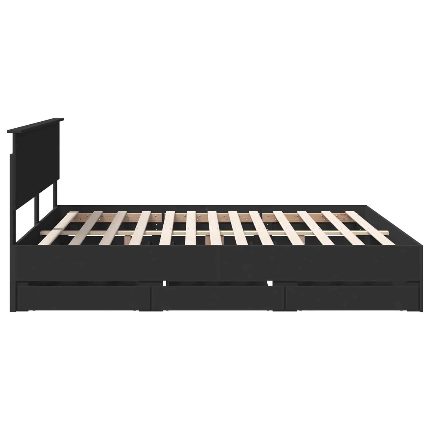 Bed Frame with Drawer Black 180 x 200 cm Engineer Wood