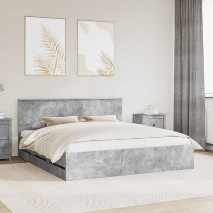 Bed Frame with Drawer Concrete Grey 180 x 200 cm Engineer Wood