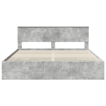 Bed Frame with Drawer Concrete Grey 180 x 200 cm Engineer Wood