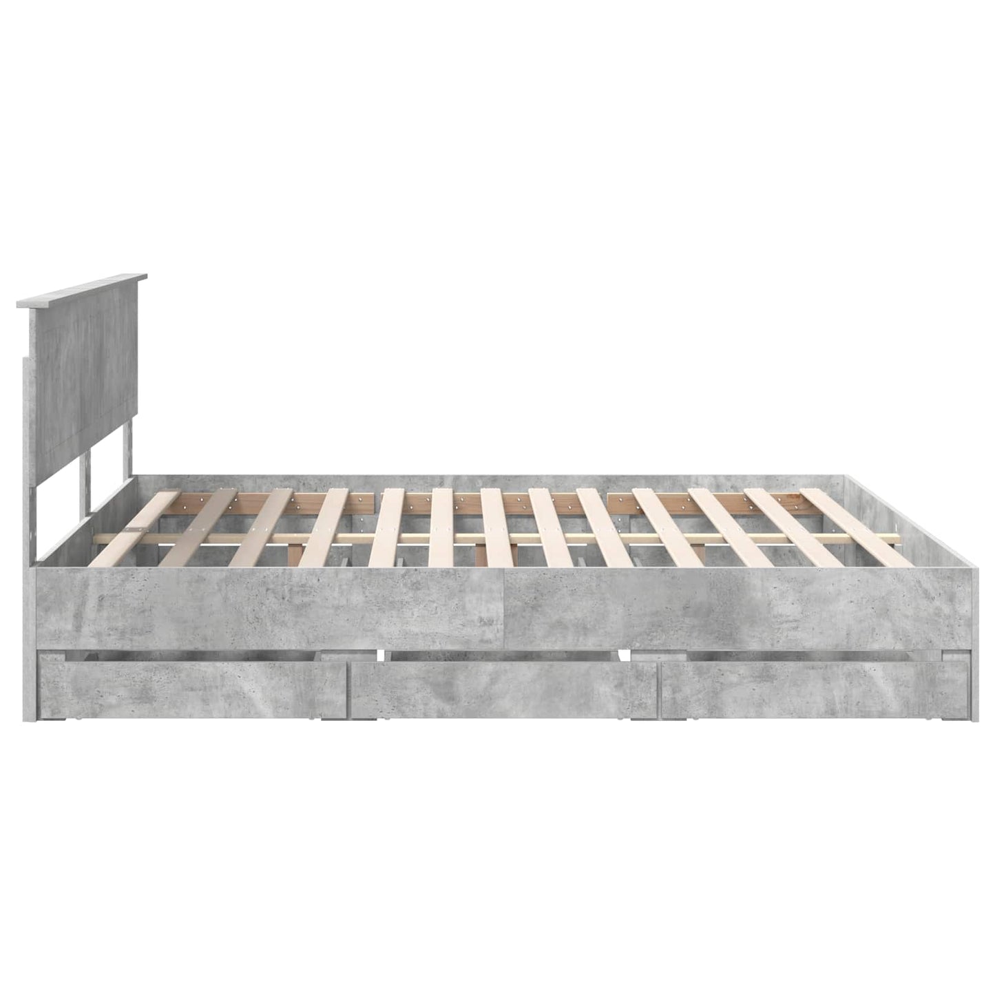 Bed Frame with Drawer Concrete Grey 180 x 200 cm Engineer Wood