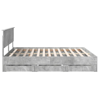 Bed Frame with Drawer Concrete Grey 180 x 200 cm Engineer Wood