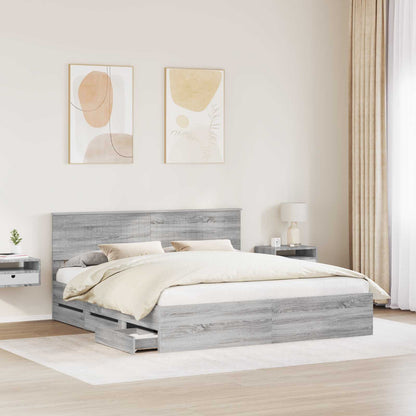 Bed Frame with Drawer Grey Sonoma 180 x 200 cm Engineer Wood