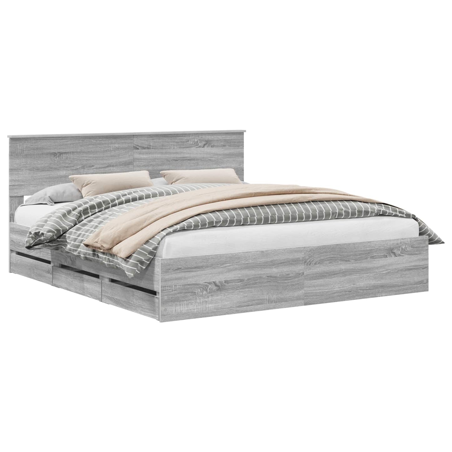 Bed Frame with Drawer Grey Sonoma 180 x 200 cm Engineer Wood