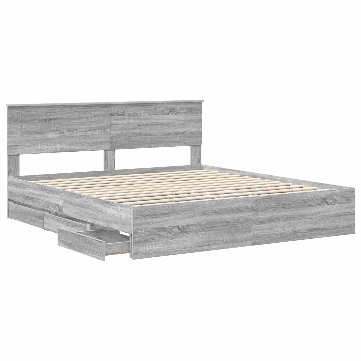 Bed Frame with Drawer Grey Sonoma 180 x 200 cm Engineer Wood