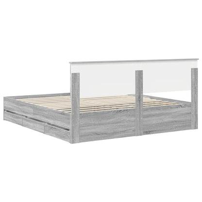 Bed Frame with Drawer Grey Sonoma 180 x 200 cm Engineer Wood