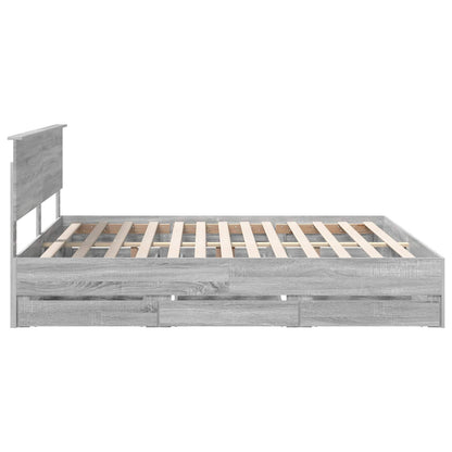 Bed Frame with Drawer Grey Sonoma 180 x 200 cm Engineer Wood