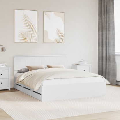 Bed Frame with Drawer White 160 x 200 cm Engineer Wood