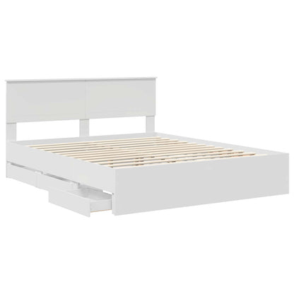 Bed Frame with Drawer White 160 x 200 cm Engineer Wood