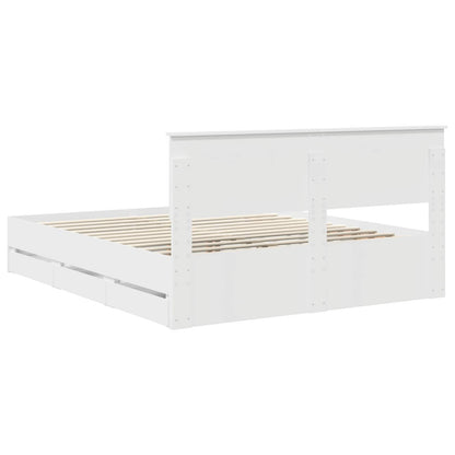 Bed Frame with Drawer White 160 x 200 cm Engineer Wood