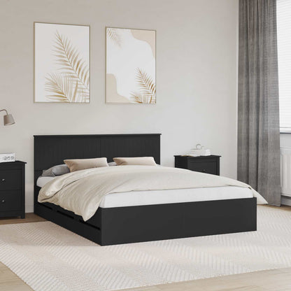 Bed Frame with Drawer Black 160 x 200 cm Engineer Wood
