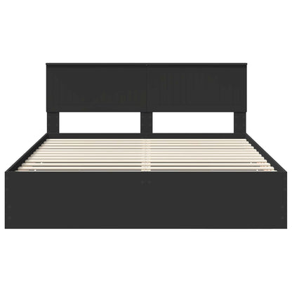 Bed Frame with Drawer Black 160 x 200 cm Engineer Wood