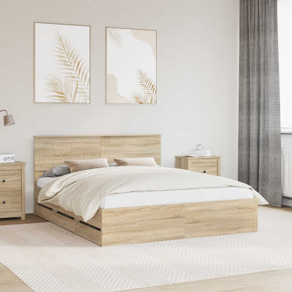 Bed Frame with Drawer Sonoma Oak 160 x 200 cm Engineer Wood