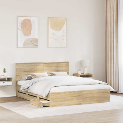 Bed Frame with Drawer Sonoma Oak 160 x 200 cm Engineer Wood