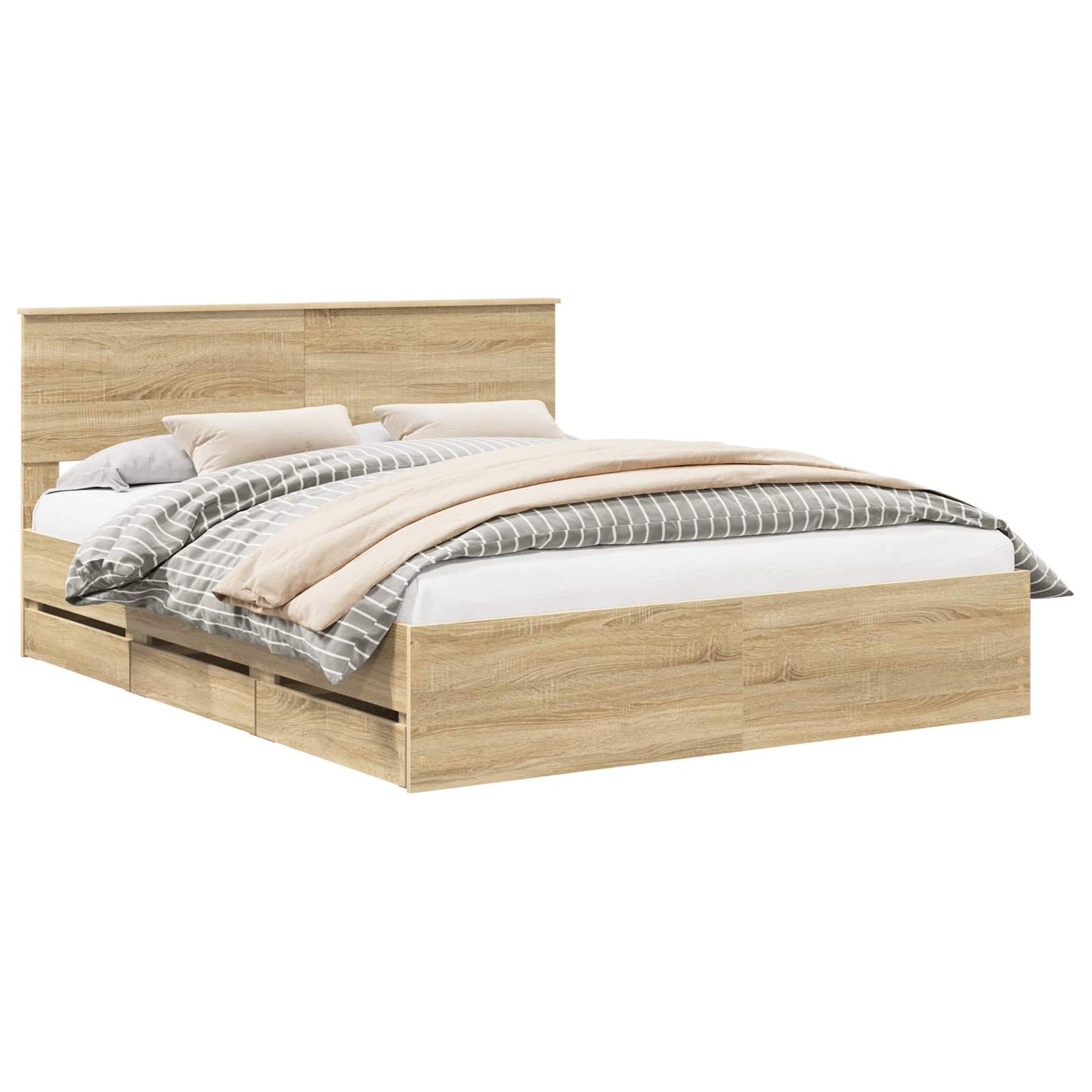 Bed Frame with Drawer Sonoma Oak 160 x 200 cm Engineer Wood