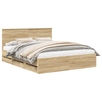 Bed Frame with Drawer Sonoma Oak 160 x 200 cm Engineer Wood