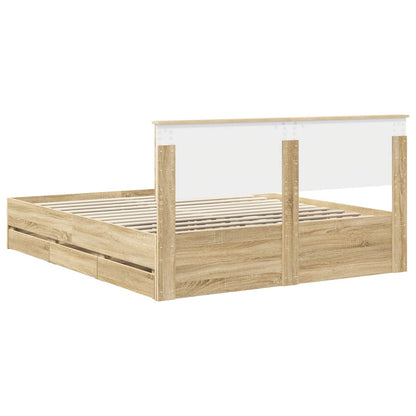 Bed Frame with Drawer Sonoma Oak 160 x 200 cm Engineer Wood