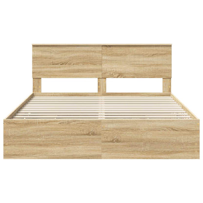 Bed Frame with Drawer Sonoma Oak 160 x 200 cm Engineer Wood