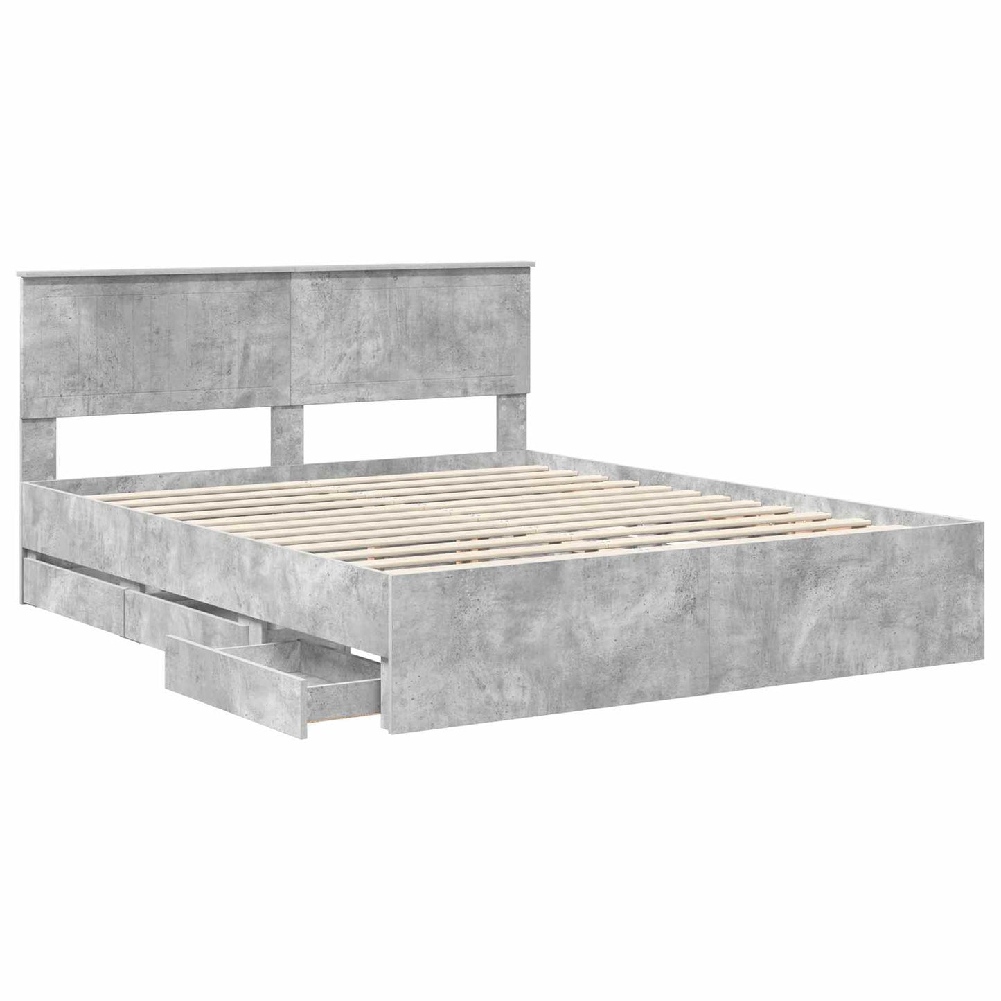 Bed Frame with Drawer Concrete Grey 160 x 200 cm Engineer Wood