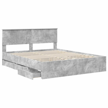 Bed Frame with Drawer Concrete Grey 160 x 200 cm Engineer Wood