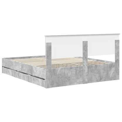 Bed Frame with Drawer Concrete Grey 160 x 200 cm Engineer Wood