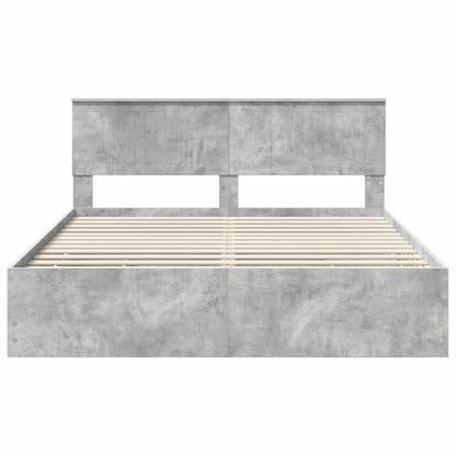 Bed Frame with Drawer Concrete Grey 160 x 200 cm Engineer Wood
