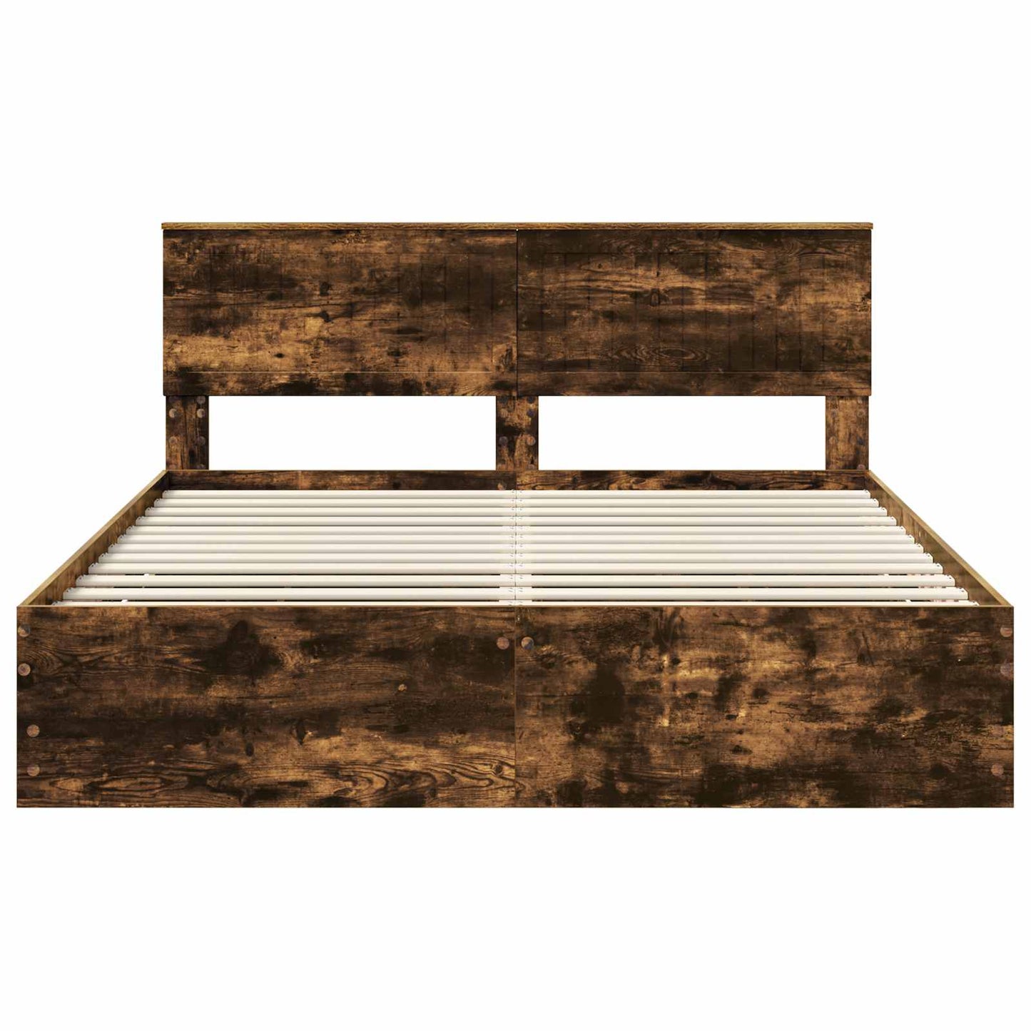 Bed Frame with Drawer Smoked Oak 160 x 200 cm Engineer Wood