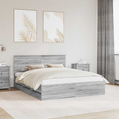Bed Frame with Drawer Grey Sonoma 160 x 200 cm Engineer Wood