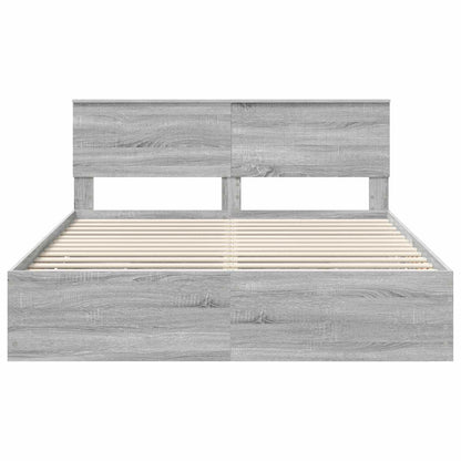 Bed Frame with Drawer Grey Sonoma 160 x 200 cm Engineer Wood