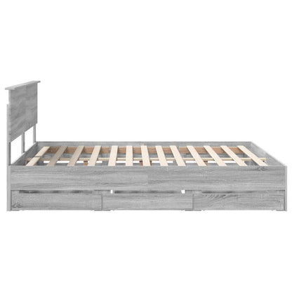 Bed Frame with Drawer Grey Sonoma 160 x 200 cm Engineer Wood