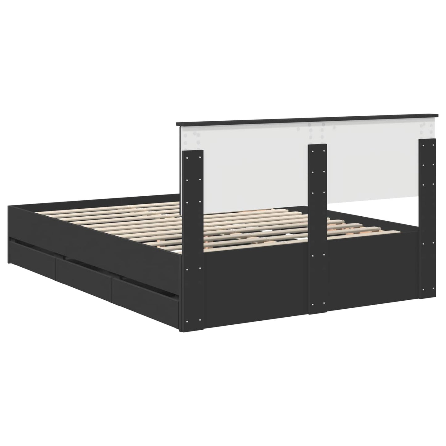 Bed Frame with Drawer Black 140 x 200 cm Engineer Wood