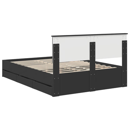 Bed Frame with Drawer Black 140 x 200 cm Engineer Wood