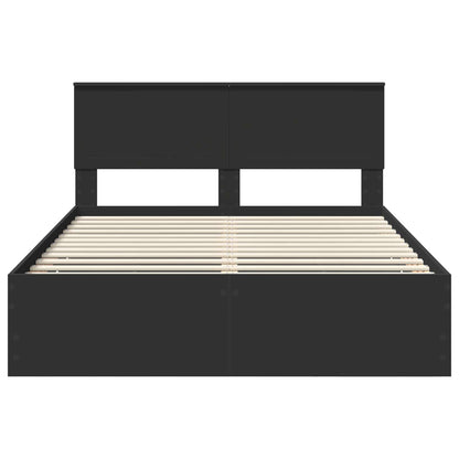 Bed Frame with Drawer Black 140 x 200 cm Engineer Wood