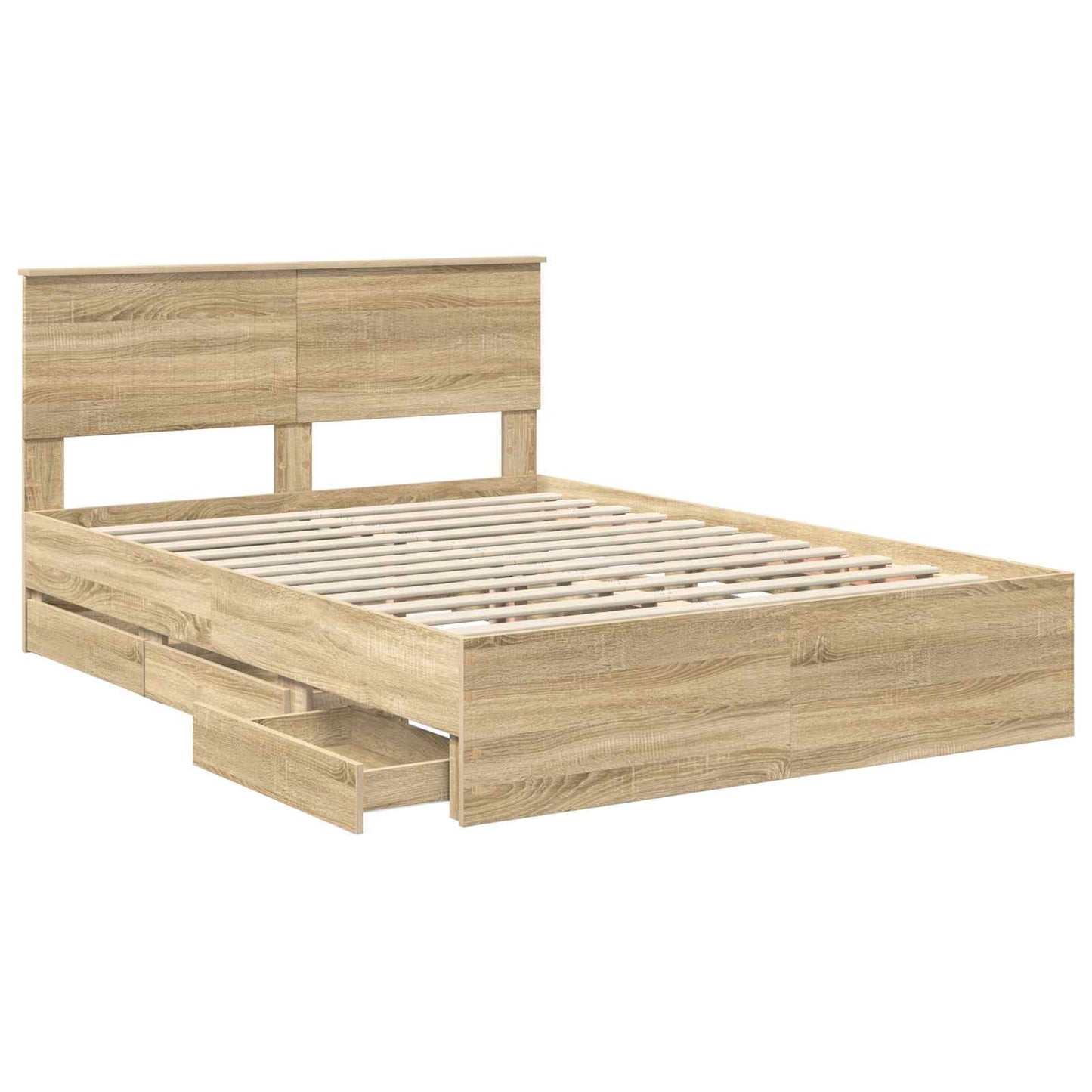 Bed Frame with Drawer Sonoma Oak 140 x 200 cm Engineer Wood