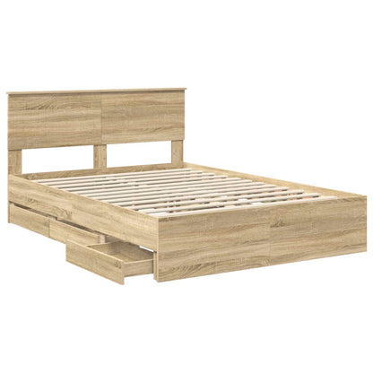 Bed Frame with Drawer Sonoma Oak 140 x 200 cm Engineer Wood