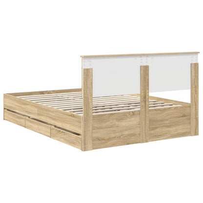 Bed Frame with Drawer Sonoma Oak 140 x 200 cm Engineer Wood