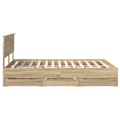 Bed Frame with Drawer Sonoma Oak 140 x 200 cm Engineer Wood