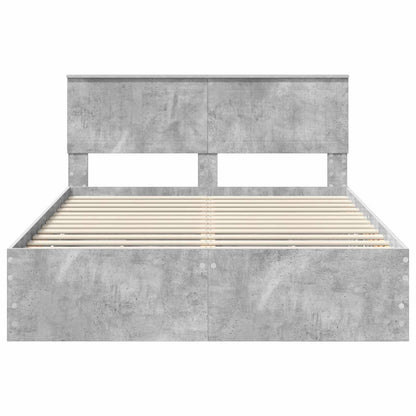 Bed Frame with Drawer Concrete Grey 140 x 200 cm Engineer Wood