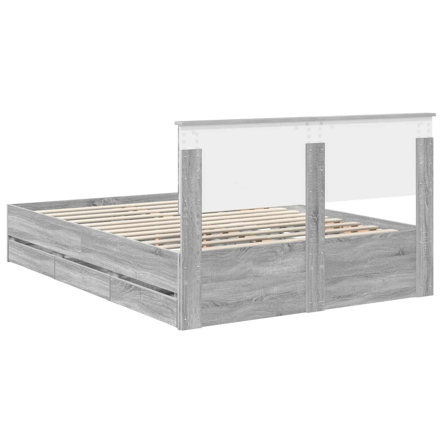 Bed Frame with Drawer Grey Sonoma 140 x 200 cm Engineer Wood