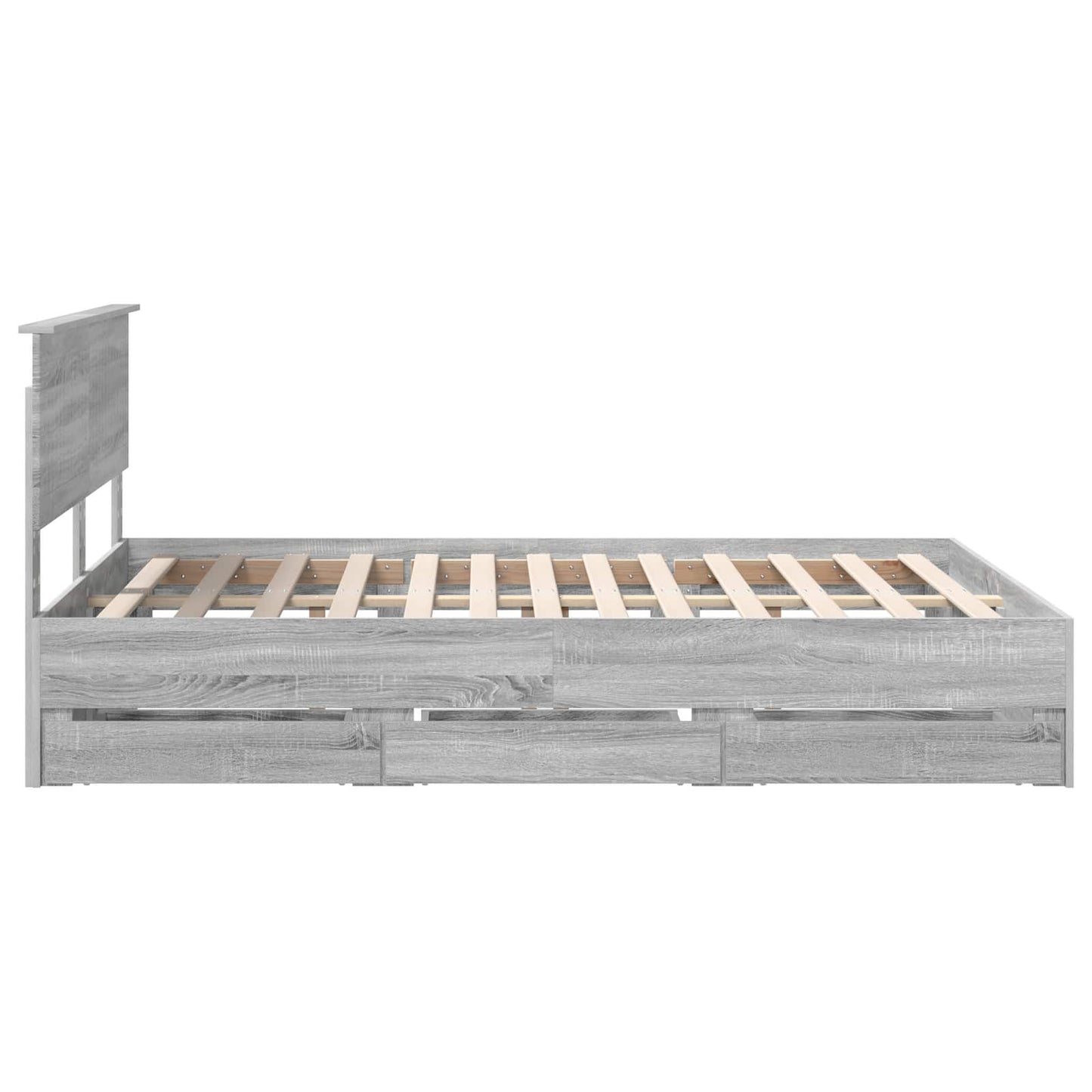 Bed Frame with Drawer Grey Sonoma 140 x 200 cm Engineer Wood