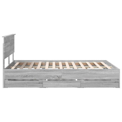 Bed Frame with Drawer Grey Sonoma 140 x 200 cm Engineer Wood