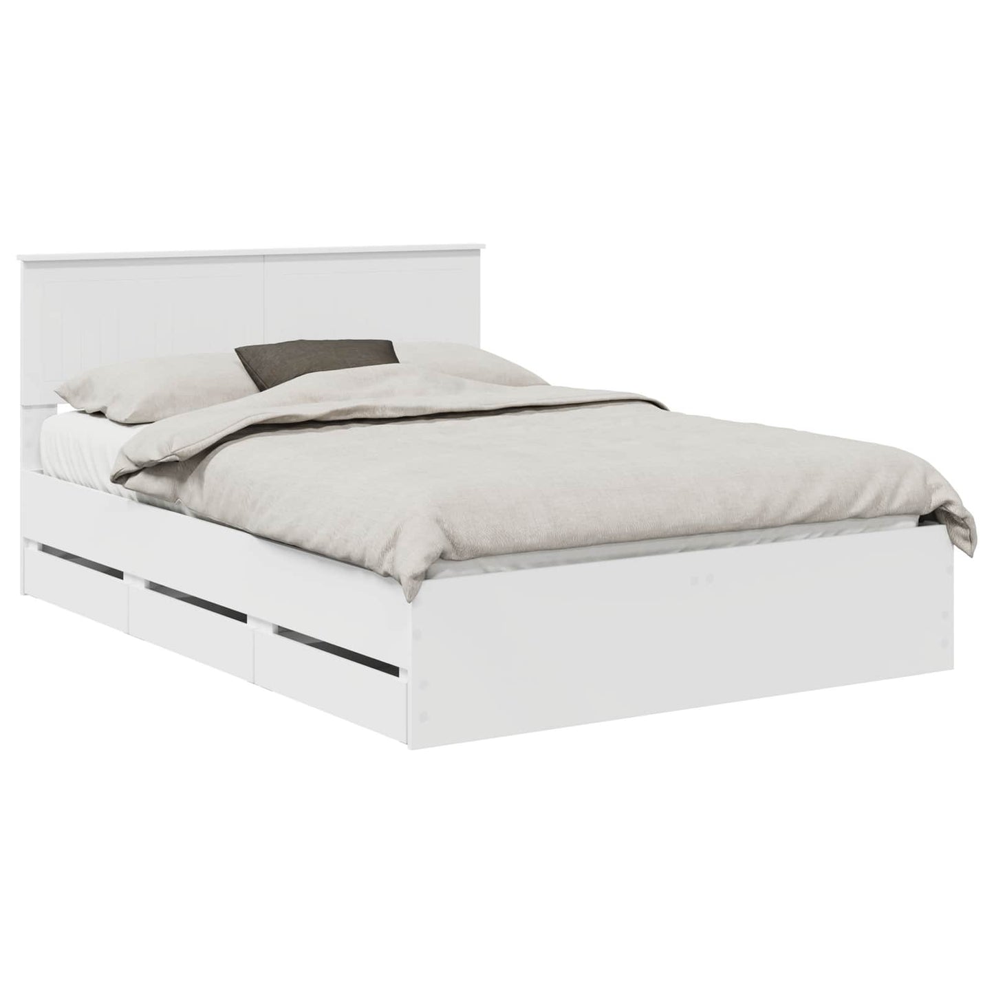 Bed Frame with Drawer White 140 x 190 cm Engineer Wood